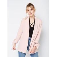 womens blush bow sleeve blazer pink candy