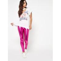 Womens Pink Metallic Leggings, Pink