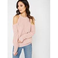 Womens Ladder Stitch Knitted Jumper, Pink