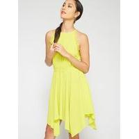 Womens Chartreuse 90s Neck Trim Fit & Flare Dress, Chartreuse
