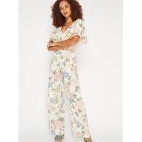 womens cream floral cape jumpsuit assorted