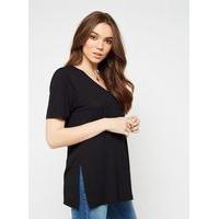 womens lattice back t shirt black