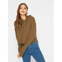 womens khaki cropped hoodie khaki