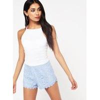 Womens Blue Crochet Lace Shorts, Blue