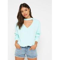 womens green choker neck sweatshirt mint green