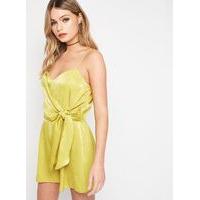 Womens Chartreuse Drape Camisole Playsuit, Chartreuse