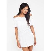 womens white shirred playsuit white