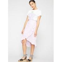 womens lilac poplin frilled midi skirt lilac