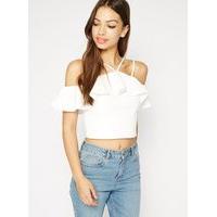 womens ivory multi strap crop top white