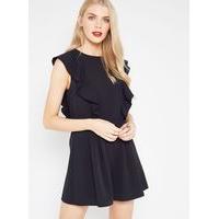 Womens Black Ruffle Playsuit, Black