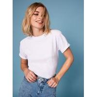 Womens White Shoulder Pad T-Shirt, White