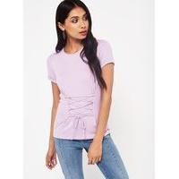 Womens Lilac D-Ring Corset T-Shirt, Lilac