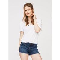 Womens Mid Blue Daisy Denim Shorts, Mid Blue