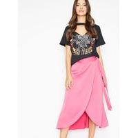 womens fuchsia wrap midi skirt fuchsia