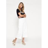 womens white wide crop jeans white