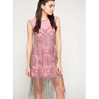 Womens PREMIUM Embellished Fringe Dress, Pink