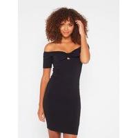 womens black tie front bardot black