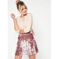 Womens Pink Velvet Skater Skirt, Pink