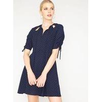 womens polka dot tea dress blue