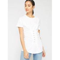 Womens White Hook And Eye Corset T-Shirt, White