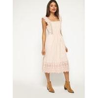 Womens Pink Lace Pinny Dress, Pink