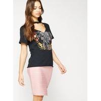 Womens Pink Foil Bandage Skirt, Pink