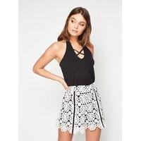 womens petite lace monochrome shorts black