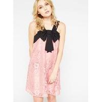 womens petite pink lace bow dress pink