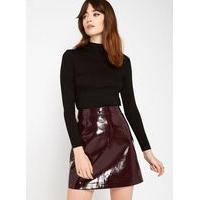 Womens Purple Patent PU Skirt, Purple