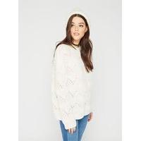 womens wavy stitch knitted jumper cream