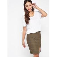 Womens Khaki Wrap Bandage Bodycon Skirt, Khaki