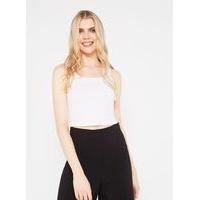 Womens White Square Neck Crop Top, White