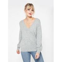 womens wear 2 ways grey wrap knitted jumper grey