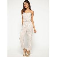 Womens Mink Floral Bandeau Jumpsuit, Mink