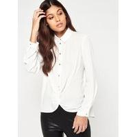 Womens Ivory Knot Front Shirt, Ivory