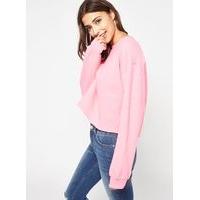 womens bright pink cropped sweatshirt bubblegum