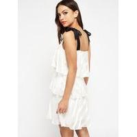 womens tie shoulder skater dress white