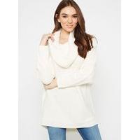 Womens Cream Slouchy Cowl Neck Knitted Jumper, Cream