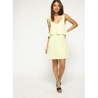 Womens Lemon Chiffon Tie Shoulder Shift Dress, Yellow