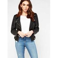 Womens PREMIUM Leather Biker Jacket, Black