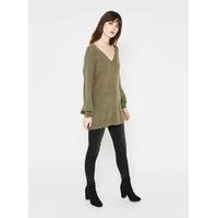 Womens Khaki V Neck Slouchy Jumper, Khaki