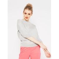 womens grey frill split sleeve jumper grey