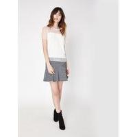 Womens Monochrome Jacquard Frill Hem Skirt, Grey