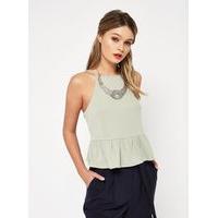 womens mint green peplum ribbed camisole top mint green