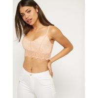 Womens Peach Eyelash Lace Bra Top, Peach