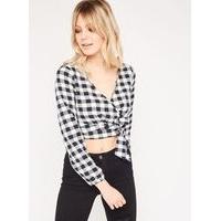 womens gingham wrap crop top assorted