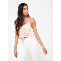 womens peach ruche front camisole top peach