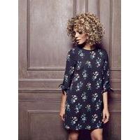 Womens PETITE Printed Dress, Black