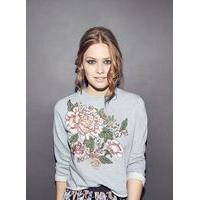 Womens Grey Embroidered Sweatshirt, Blue