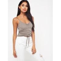 Womens Grey Ruched Front Camisole Top, Grey